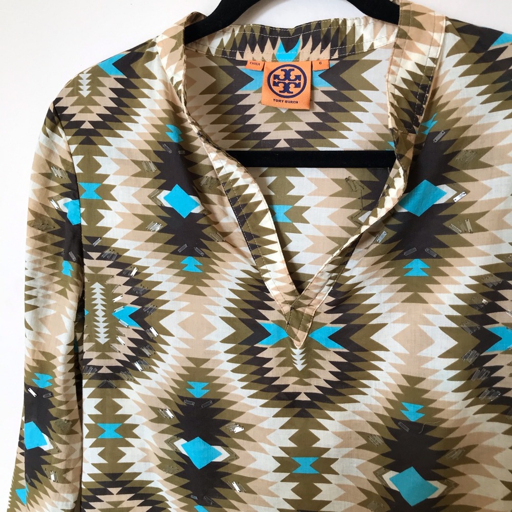 Tory Burch Blouse Tunic Stephanie Embellished Top